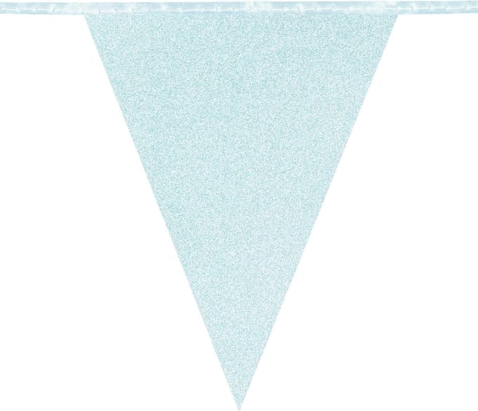Boland - Kartonnen vlaggenlijn Glitter lichtblauw - Glitter & Glamour - Glitter - Glamour - Feestversiering - Babyshower