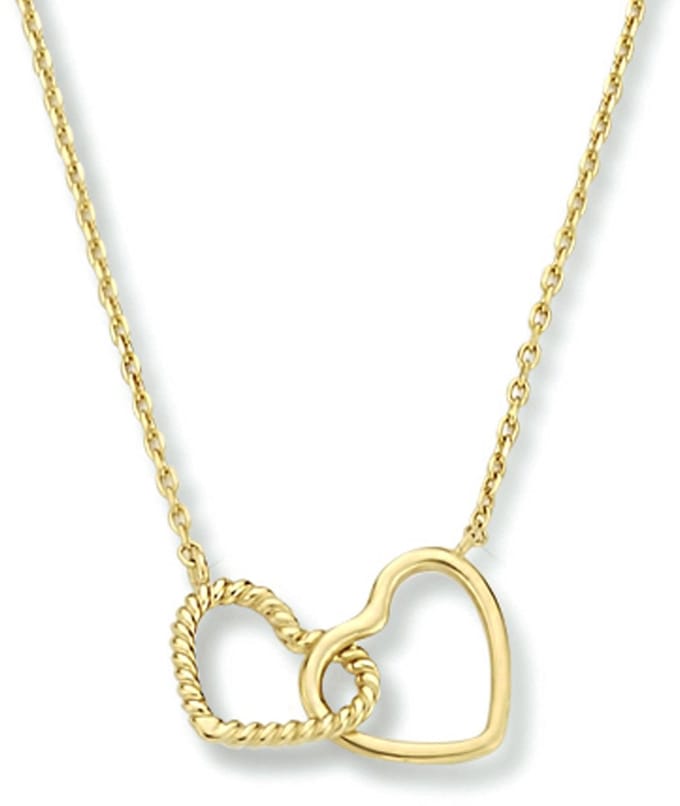 YO&NO - Ketting - Goud - Anker -  Hartjes - 0,8mm -  44 cm - Sieraden vrouw - 14k - 585 Goud