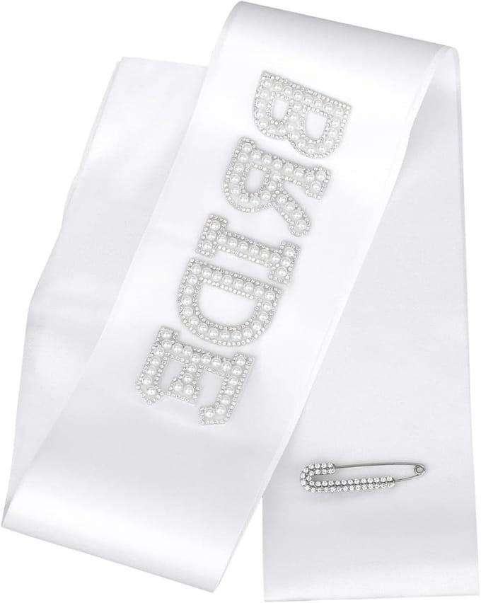 Bruid Sash - Bruidsaccessoire - Bruiloft Vieren - Versierd met Parels - 80x9.5cm - Wit