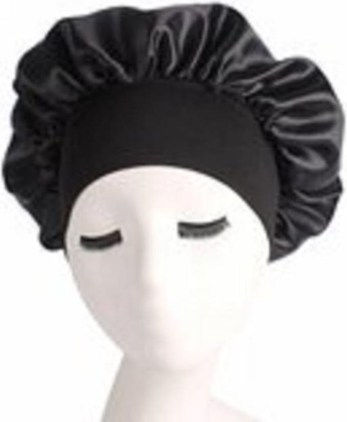 Slaapmuts - Bonnet Satijn - XL - Slaapmuts Satijn - Hoofddeksel - Elastisch - Zwart- Breede band - Haar verzorging