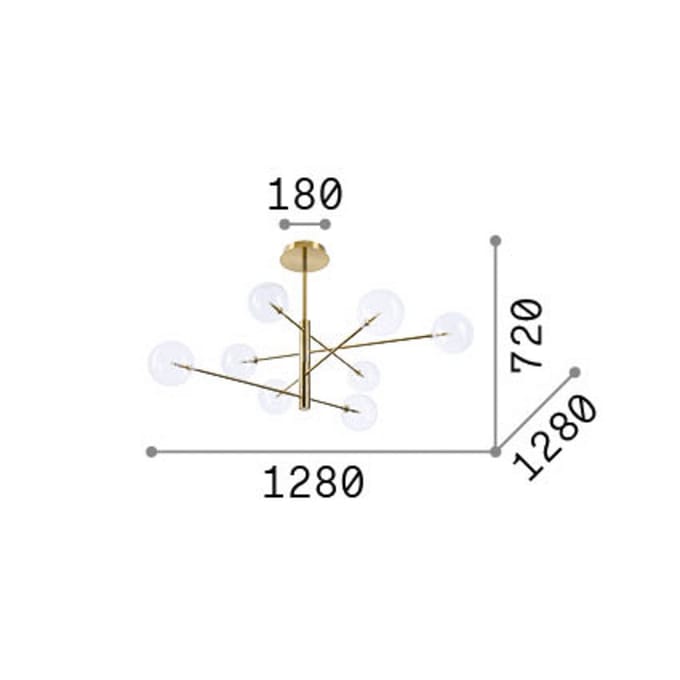 IDEAL LUX hanglamp Equinoxe, chroom/rookgrijs, 8-lamps