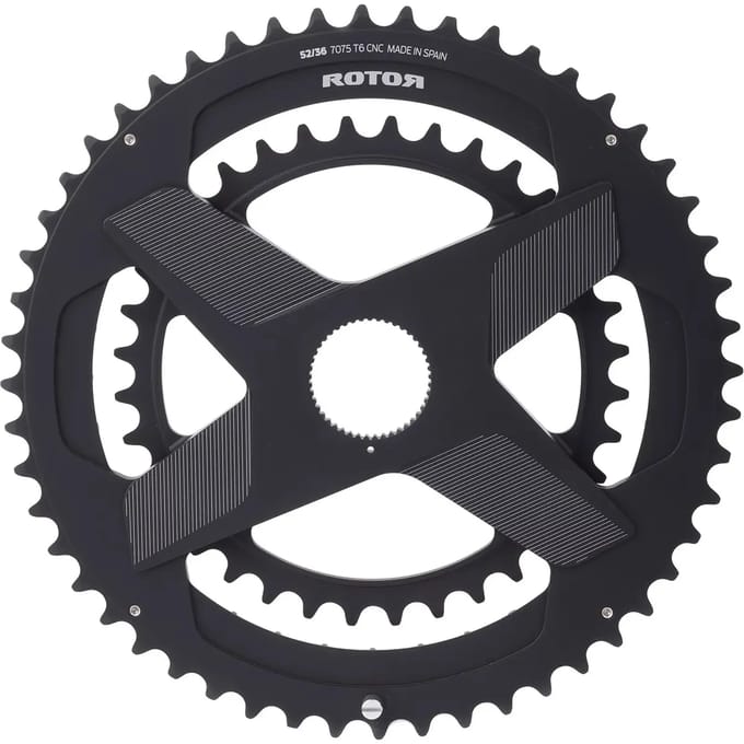 Rotor Aldhu Direct-Mount Dubbel Kettingblad rond, zwart Uitvoering 53/39T