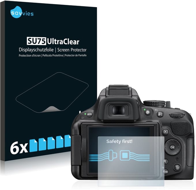 Savvies - Screenprotector voor Nikon D5200 - Folie Beschermfolie transparant 6 Stuks