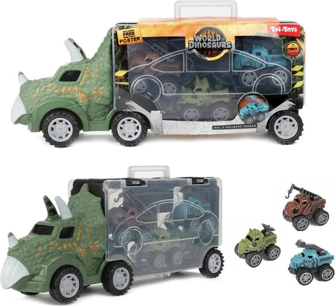 World of Dinosaurs Dino Truck with 3 Pull-back Cars
