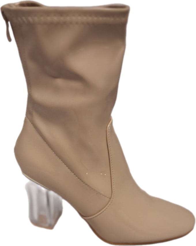 L.DAY-LAARSJE -MIRROR LEDER LOOK-BEIGE-GLAZEN HAK-8CM-38