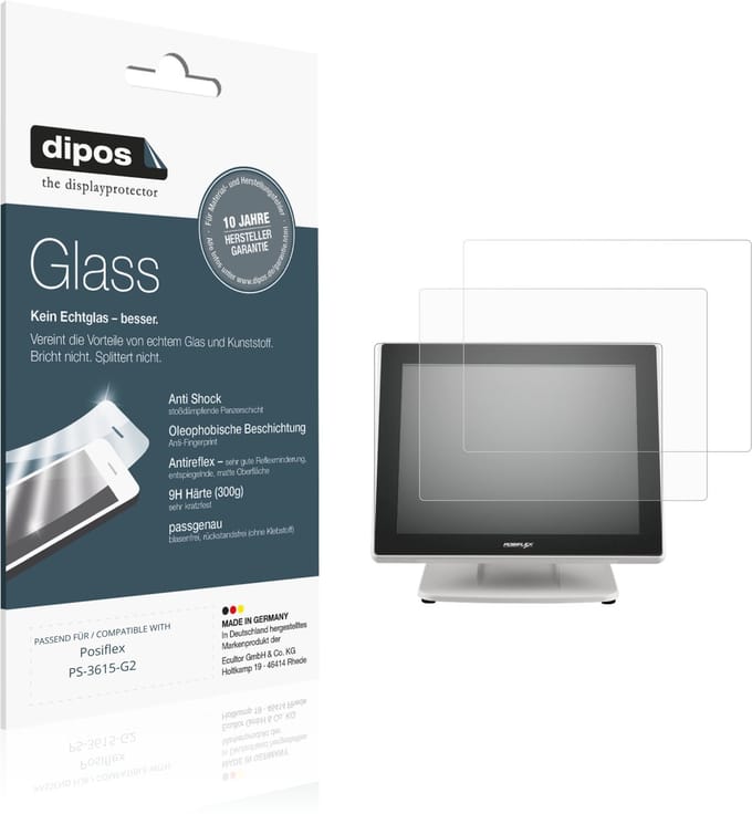 dipos – 2x Matte Pantserfolie geschikt voor Posiflex PS-3615-G2 | 9H Screenprotector