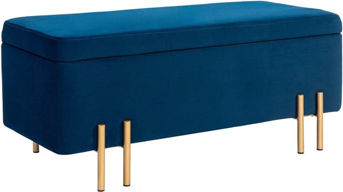 HOMCOM-Sitzbank mit Stauraum-Samt, Holz-100B x 40T x 42H cm-Blau
