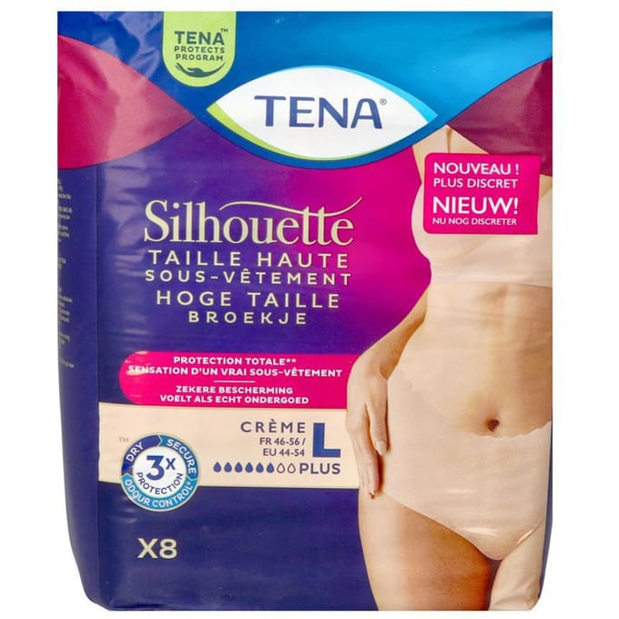 Tena Silhouette Plus Creme - Hoge taille Large - 1 pak van 8 stuks