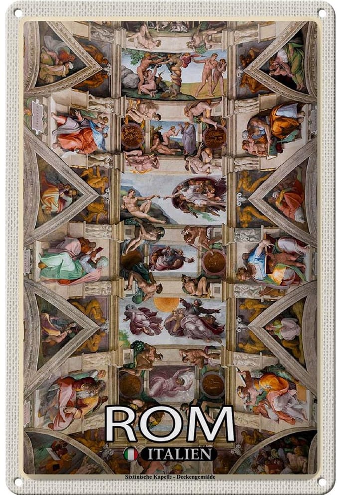 Blechschild Reise Rom Sixtinische Kapelle Deckengemälde 20x30cm