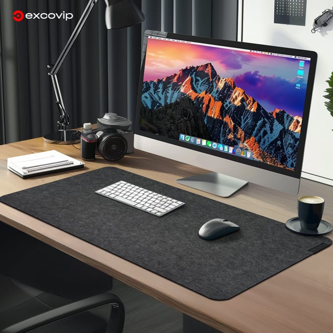 EXCO Vilten bureaumat Grote muis Toetsenbord Pad Computer Desktop Protector Antislipbasis voor Office Home Duurzaam Wasbaar Dark Grey 900x400x3mm