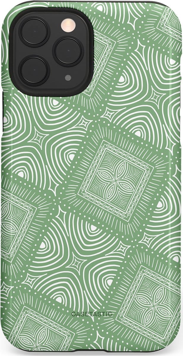 Casetastic hoesje geschikt voor Apple iPhone 11 Pro - Dubbellaagse bescherming - Groene Mandala - Fashion Case - Saliegroen