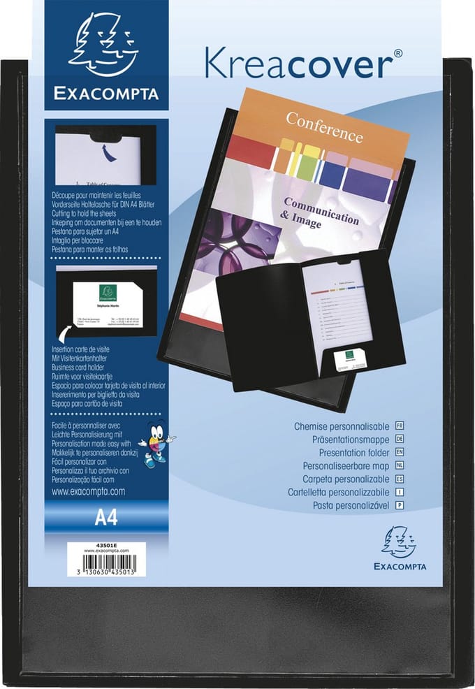 Exacompta 30x Kreacover®Personaliseerbare Presentatiemap - soepele PP - A4 - Zwart - 43501E