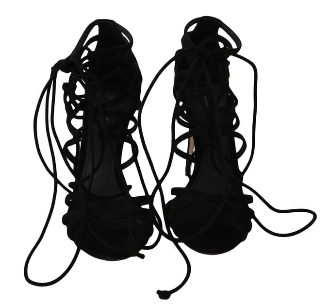 Dolce & Gabbana Zwarte Suède Strap Stiletto Sandalen