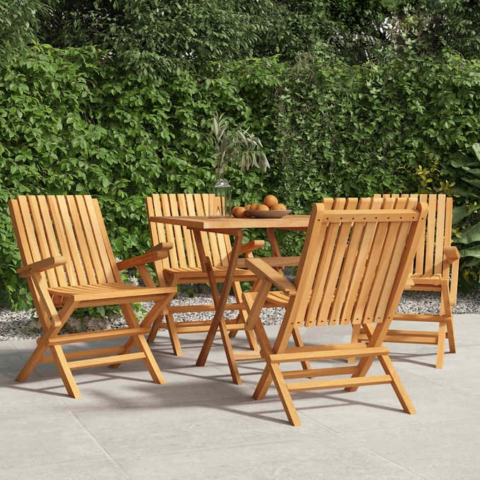 vidaXL - Klapstoelen, - 4 - stuks, - 61x67x90 - cm, - massief - teakhout