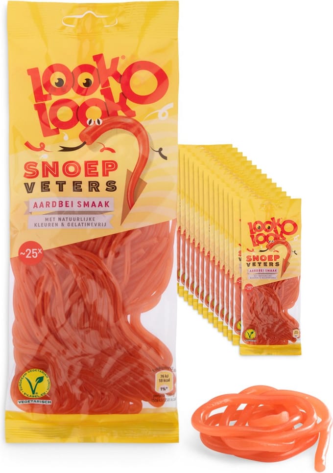 Look O Look Snoepveters Aardbei - Snoep - Vegan - 14x125gr