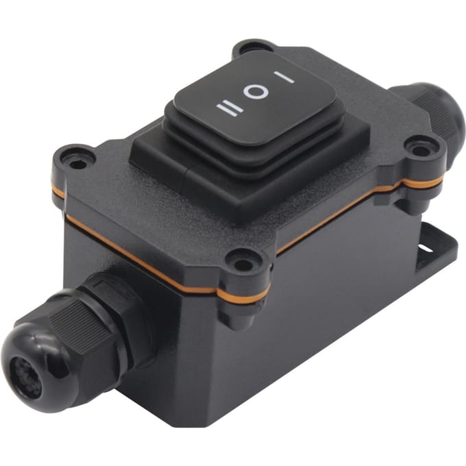 Boîte de jonction étanche IP68 + ensemble d'interrupteurs à bascule 12V à 3 vitesses, prise extérieure à 2 voies, gamme de fils 4 noir