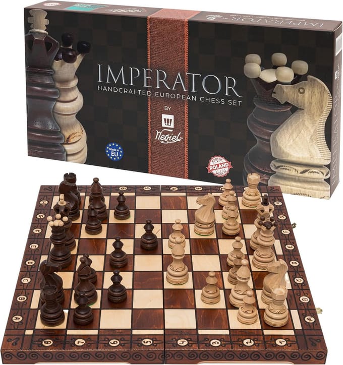 Houten Schaakbord met Schaakstukken - 52x52 cm Geschenkverpakking