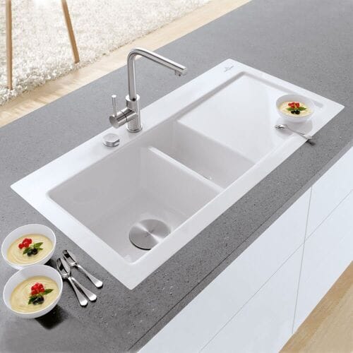 Villeroy & Boch Subway 60 flat sink basin left, drain set with excenter operation 67702FR1
