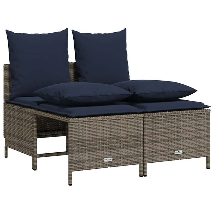 vidaXL - 4-delige - tuinbankset - met - kussens, - grijs - polyrotan
