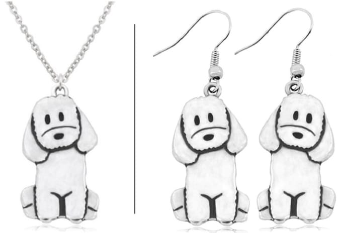 Labradoodle sieradenset ketting en oorbellen - BY-ST6