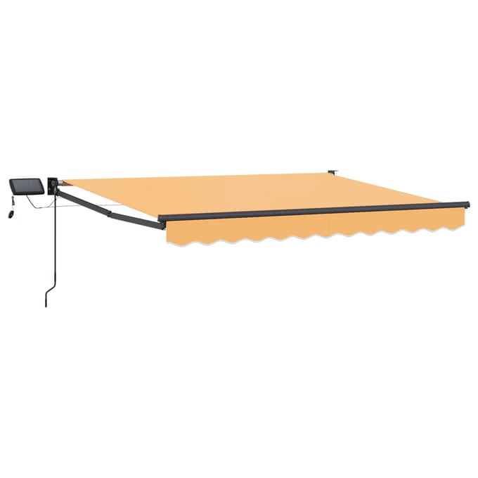 vidaXL - Handbediende - luifel - met - LED's - Zand - 100% - Polyester - en - Aluminium