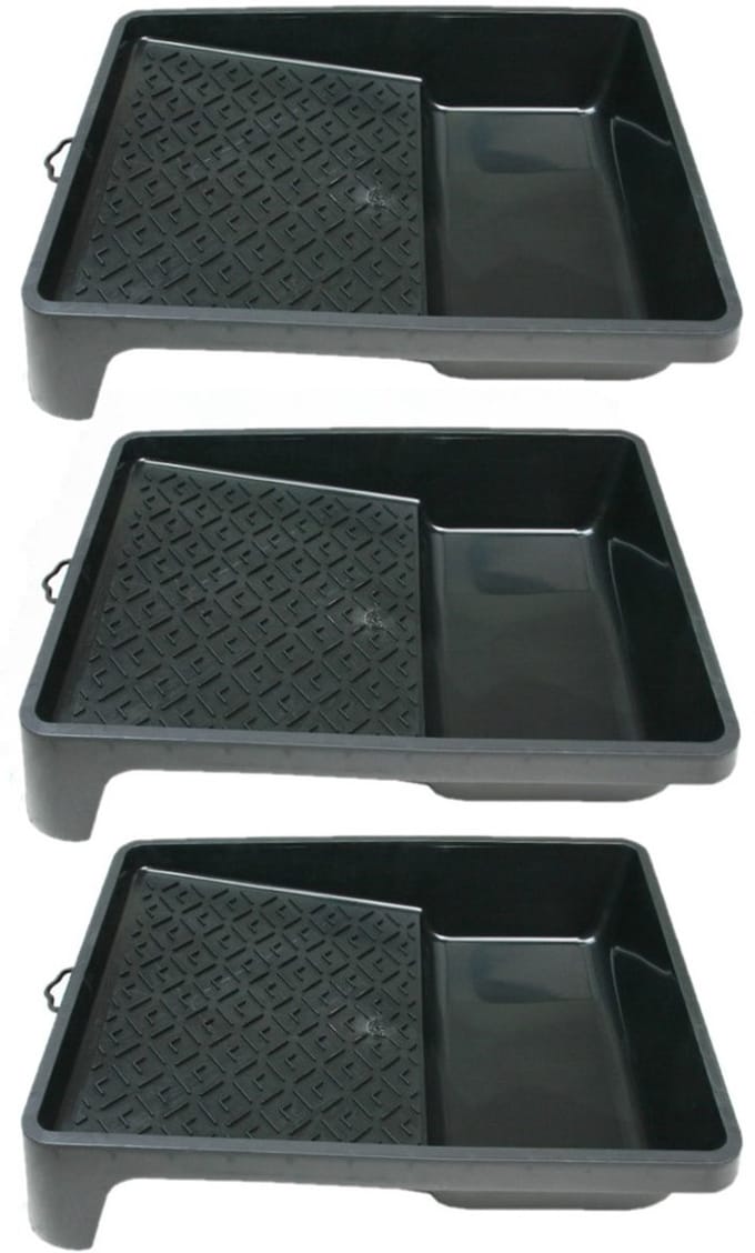 6x stuks verfbakjes voor verfrollers/lakrollers zwart tot 18 cm - verfspullen / schildersbenodigdheden