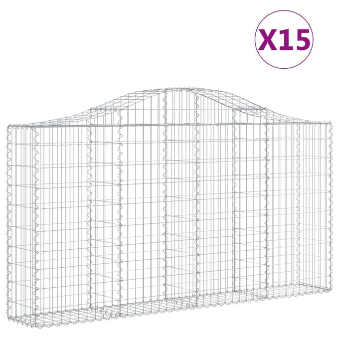 vidaXL Schanskorven 15 st gewelfd 200x30x100/120 cm ijzer