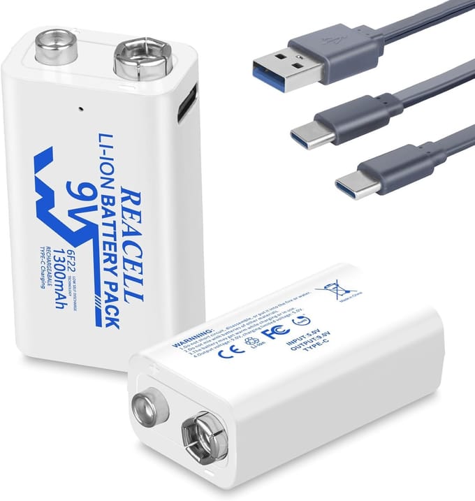 Oplaadbare Batterijen - 9V Blokbatterijen - Apparaten Voeden - USB-C Oplaadbaar - 1300mAh Capaciteit