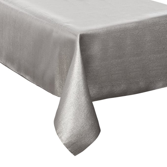 Feeric Christmas Tafelkleed - zilver sparkling - 140 x 240 cm - polyester - tafellaken - kerstdiner - diner tafelkleed