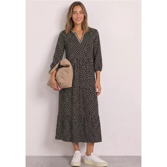 Midi-jurk met V-hals en print