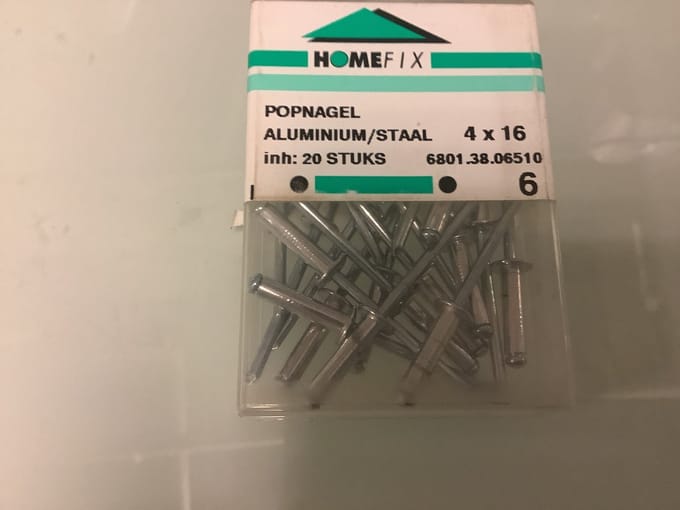 Homefix.Popnagels aluminium/staal4.0 x 16 mm. 20 stuks klink nagels.