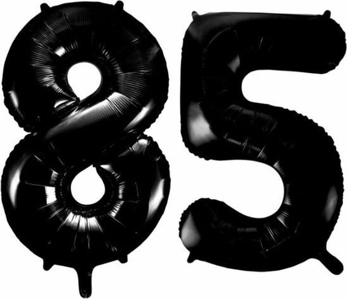 Folieballon 85 jaar zwart 86cm