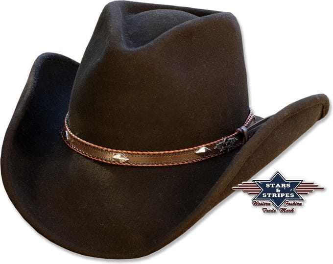 Western hoed Wolhoed Stars&Stripes DALLAS Black mt XS