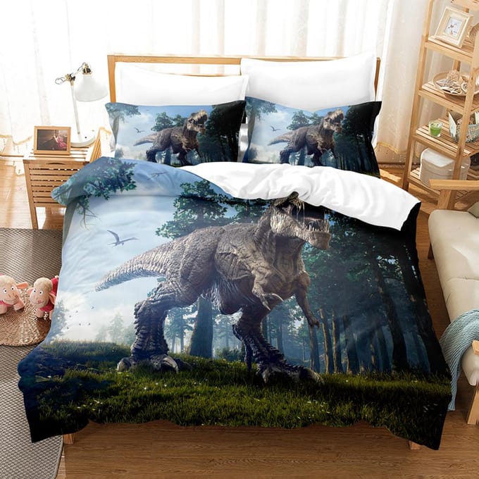 3D De Dinosaurus Beddengoed Sets Dekbedovertrek Set Met Kussensloop Twin Full Queen King Beddengoed Bedlinnen EU Double(200x200cm)