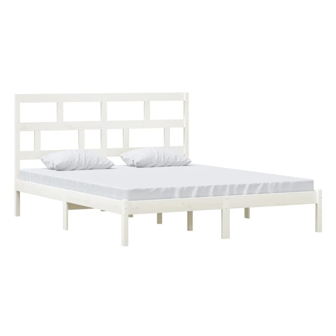 vidaXL - Bedframe - massief - grenenhout - wit - 160x200 - cm