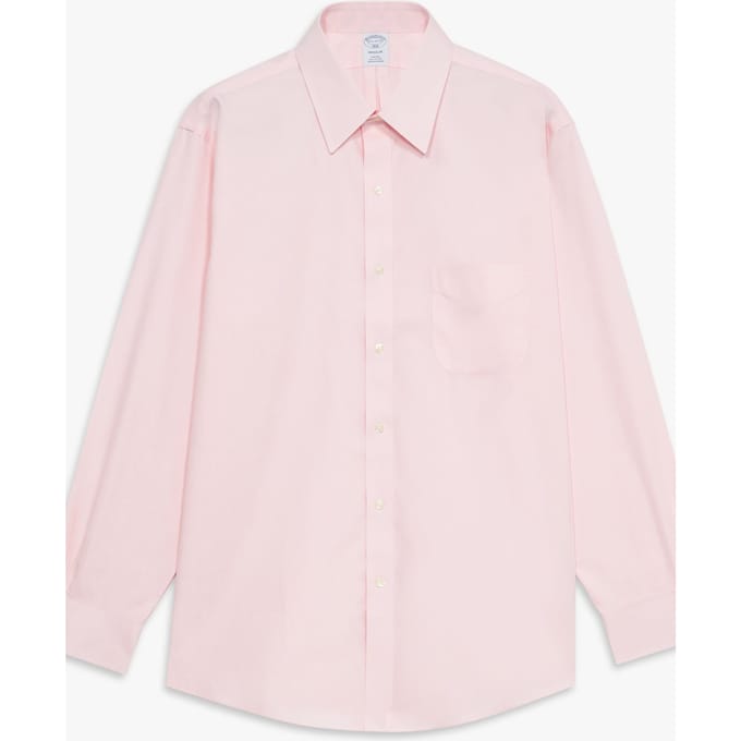 Brooks Brothers Non-iron Regular Solid Shirt Medium Pink Größe: 42/32 | Business hemden Outlet | Herren | Rosa