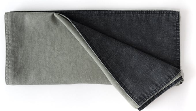 Dutch Rose Linen Tafelloper - 40x150cm - Dubbelzijdig - Groen Grijs
