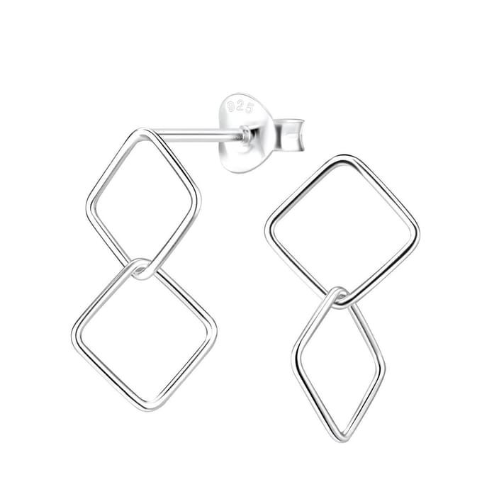 Joy|S - Zilveren vierkanten twisted oorbellen - 10 x 20 mm
