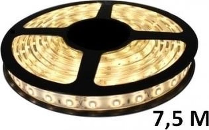 7,5 meter - warm wit - LED strip - 12 volt - 3528 SMD - waterdicht - dimbaar