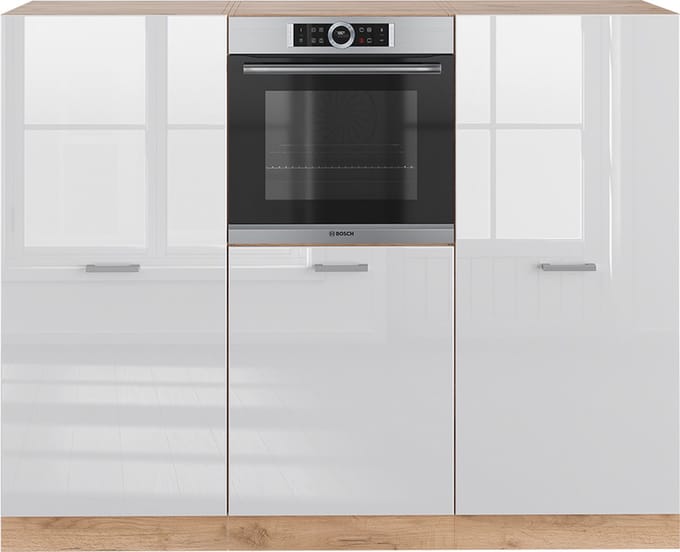 Vicco R-Line Keukenblok – 180 cm zonder werkblad Wit hoogglans/goud power eiken