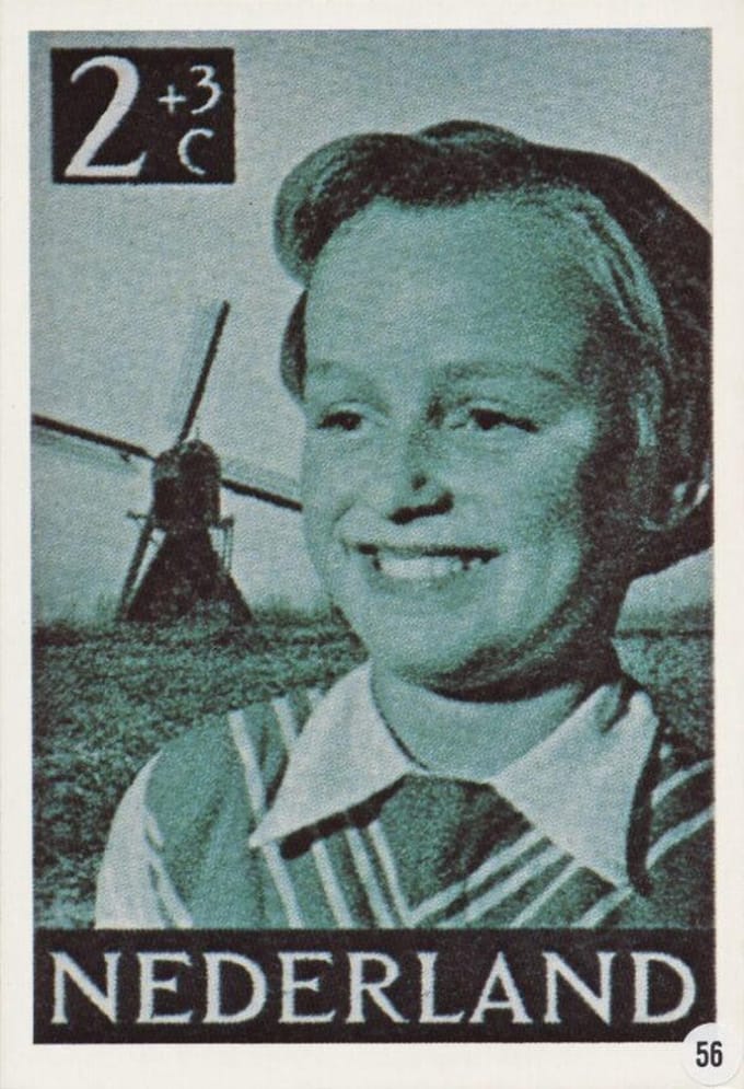 Briefkaart met afbeelding Meisje met molen postzegel