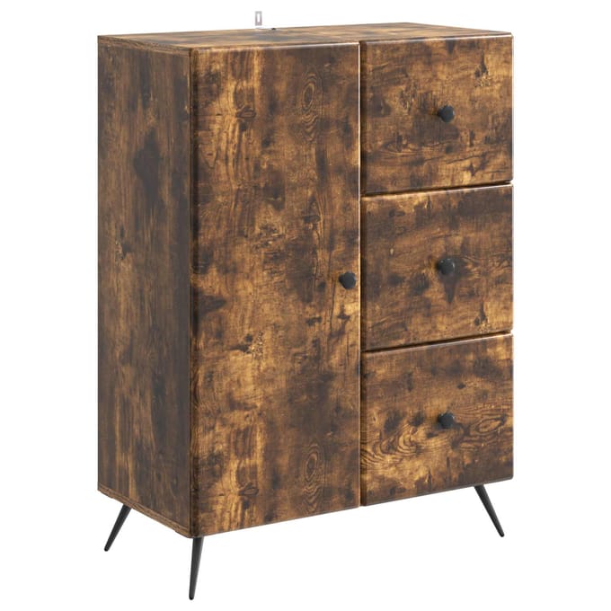 vidaXL - Dressoir - Gerookt - eiken - 66 - x - 34,5 - x - 90 - cm - Bewerkt - hout