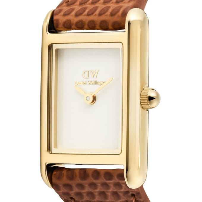 Daniel Wellington DW Watch Bound Mini Light Brown Lizard Gold 17x25,9mm