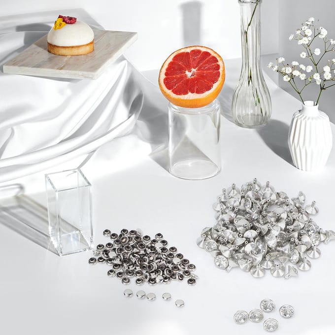 100 stuks 10mm Metalen Strass Klinknagels Studs Spikes Decoratie(Zilveren rand witte kristal) white