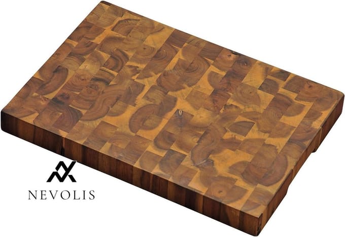 Nevolis Trancheerplank acaciahout mozaïek bruin 42 x 30 x 4 cm .