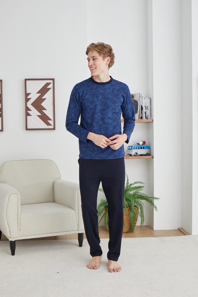 Heren Pyjama Set Robin /Indigo kleur / 100% katoen /maat 4XL
