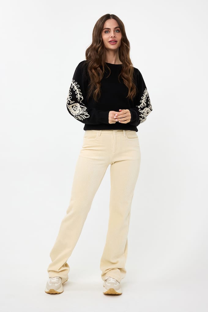 EsQualo Trousers Rib Flair Off White Größe: M | Stoffhosen Outlet | Damen | Weiß