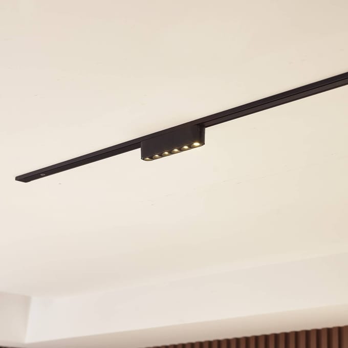 Lindby LED strip 48V Lumaro, zwart,6 punten,2,4cm, dimbaar
