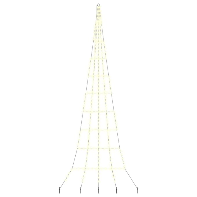 vidaXL - LED - Kerstboom - met - Grondspikes - Warmwit - 511 - cm - Metaal
