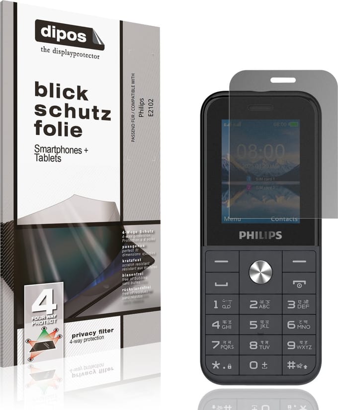 dipos – Matte Privacy Screenprotector geschikt voor Philips E2102 | Anti-Spy Beschermfolie